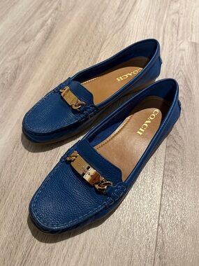 Coach Blue Pebbled Leather Loafers